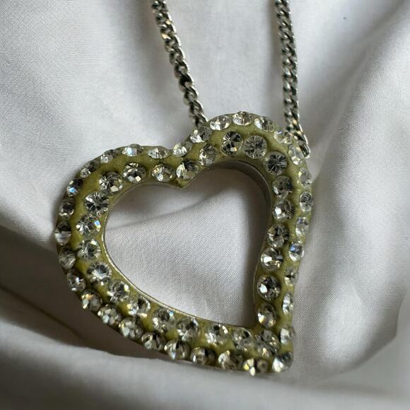 Swarovski Crystal Heart Pendant Necklace, Silver Plated Heart Necklace - Picture 1 of 4